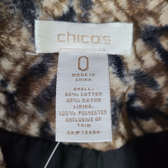 Chico’s Jacket‎ Womens Small 0 Brown Faux-Fur Queen Of Elegance Margaret Zip - Picture 3 of 16